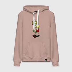 Толстовка-худи хлопковая женская Water zombie, цвет: пыльно-розовый