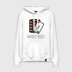 Толстовка-худи хлопковая женская Money Heist King, цвет: белый