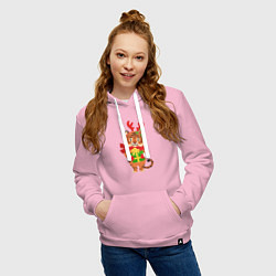 Толстовка-худи хлопковая женская Тигр с подарками 2022, цвет: светло-розовый — фото 2