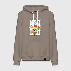 Толстовка-худи хлопковая женская LET IT SNOW ГУБКА БОБ, цвет: утренний латте