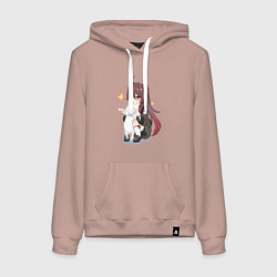 Женская толстовка-худи ХУ ТАО И БЕЛЫЙ КОТИК