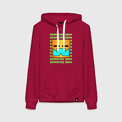Толстовка-худи хлопковая женская GEOMETRY DASH КЛАССИКА УРОВЕНЬ, цвет: маджента