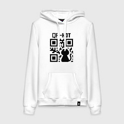 Толстовка-худи хлопковая женская QR КОТ КОТЕНОК, цвет: белый