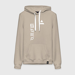 Толстовка-худи хлопковая женская 30 секунд до марса лого, цвет: миндальный