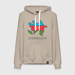 Толстовка-худи хлопковая женская Map Azerbaijan, цвет: миндальный