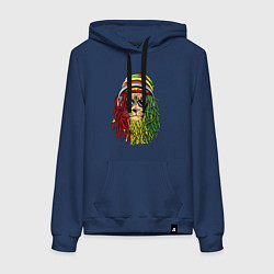 Толстовка-худи хлопковая женская Rasta lioN, цвет: тёмно-синий