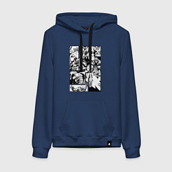 Толстовка-худи хлопковая женская Дио Брандо Панель манги, цвет: тёмно-синий