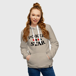 Толстовка-худи хлопковая женская Poker Star, цвет: миндальный — фото 2