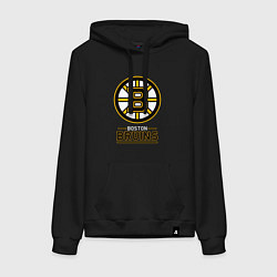 Толстовка-худи хлопковая женская Boston Bruins , Бостон Брюинз, цвет: черный