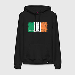 Толстовка-худи хлопковая женская Флаг Ирландии, цвет: черный