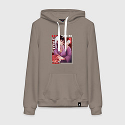 Толстовка-худи хлопковая женская Доктор Стоун Dr Stone, Гэн Асагири, цвет: утренний латте