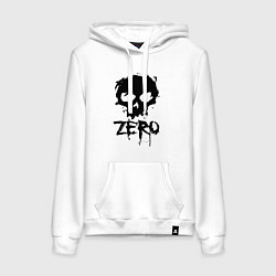 Толстовка-худи хлопковая женская Zero skull, цвет: белый