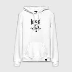 Толстовка-худи хлопковая женская Шахматы Бокс, цвет: белый