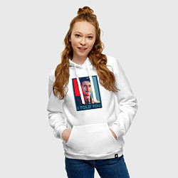 Толстовка-худи хлопковая женская Orwell - I told you, цвет: белый — фото 2