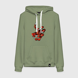 Толстовка-худи хлопковая женская Лапа дракона, цвет: авокадо