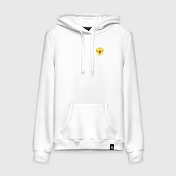 Толстовка-худи хлопковая женская Герб, цвет: белый