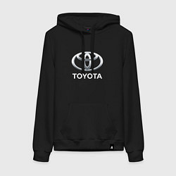 Толстовка-худи хлопковая женская TOYOTA 3D Logo, цвет: черный