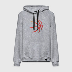 Толстовка-худи хлопковая женская Баскетбольный мяч оранж, цвет: меланж