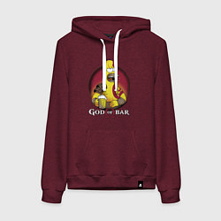 Толстовка-худи хлопковая женская Homer god of bar, цвет: меланж-бордовый