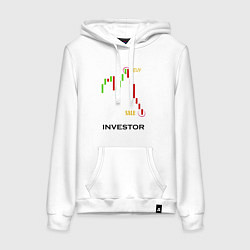 Толстовка-худи хлопковая женская Investor, цвет: белый