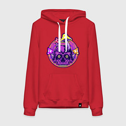 Толстовка-худи хлопковая женская Грибной черепок, цвет: красный