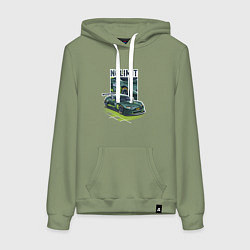 Толстовка-худи хлопковая женская Aston Martin No Limit Нет Предела, цвет: авокадо
