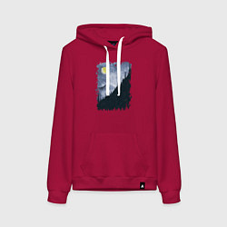 Толстовка-худи хлопковая женская Медведи на склоне, цвет: маджента