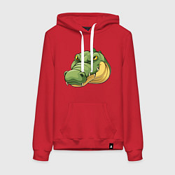 Толстовка-худи хлопковая женская Стиль Крокодила, цвет: красный