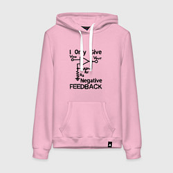Толстовка-худи хлопковая женская Инженер - I only give negative feedback, цвет: светло-розовый