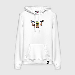 Толстовка-худи хлопковая женская COOL- emotion collection, цвет: белый