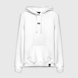 Толстовка-худи хлопковая женская Boss Black Text, цвет: белый