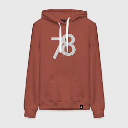 Толстовка-худи хлопковая женская Огромные цифры 78, цвет: кирпичный