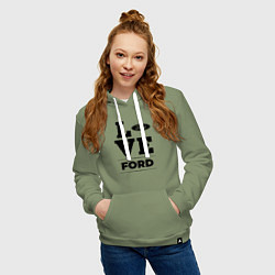 Толстовка-худи хлопковая женская Ford Love Classic, цвет: авокадо — фото 2
