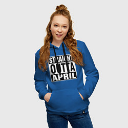 Толстовка-худи хлопковая женская Прямо из апреля, цвет: синий — фото 2