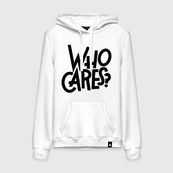 Толстовка-худи хлопковая женская Who cares?, цвет: белый