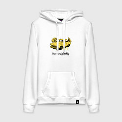 Толстовка-худи хлопковая женская Такси на Дубровку - Бриллиантовая рука, цвет: белый