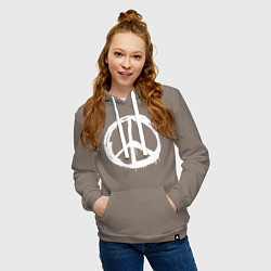 Толстовка-худи хлопковая женская Pacific symbol white, цвет: утренний латте — фото 2