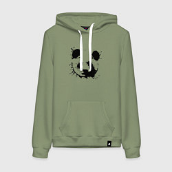 Толстовка-худи хлопковая женская Прикольный панда - клякса, цвет: авокадо