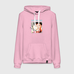 Толстовка-худи хлопковая женская Юрий Шатунов в юности, цвет: светло-розовый