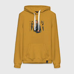 Толстовка-худи хлопковая женская Оранжевая луна и песни под гитару, цвет: горчичный