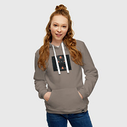 Толстовка-худи хлопковая женская Оранжевая луна и медведь шаман, цвет: утренний латте — фото 2