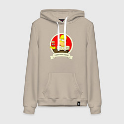 Толстовка-худи хлопковая женская To beer or not to beer?, цвет: миндальный