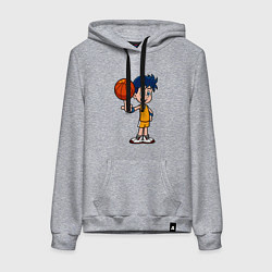 Толстовка-худи хлопковая женская Мальчик с мячом, цвет: меланж
