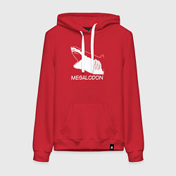 Толстовка-худи хлопковая женская Пасть мегалодона, цвет: красный