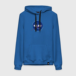 Толстовка-худи хлопковая женская NASA NERV, цвет: синий