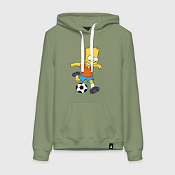 Женская толстовка-худи Барт Симпсон бьёт по футбольному мячу