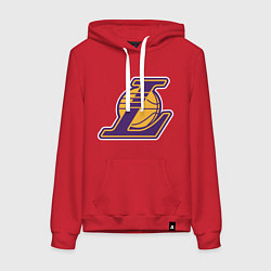 Толстовка-худи хлопковая женская Los Angeles Lakers NBA logo, цвет: красный
