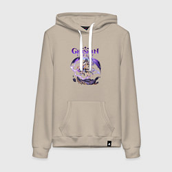 Толстовка-худи хлопковая женская Сайно Геншин Импакт, цвет: миндальный