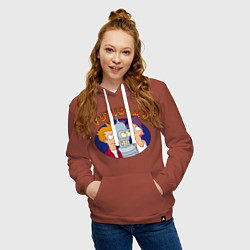 Толстовка-худи хлопковая женская Fry Bender Leela, цвет: кирпичный — фото 2