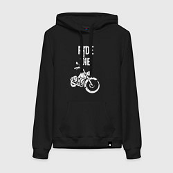 Толстовка-худи хлопковая женская Ride or Die винтаж, цвет: черный